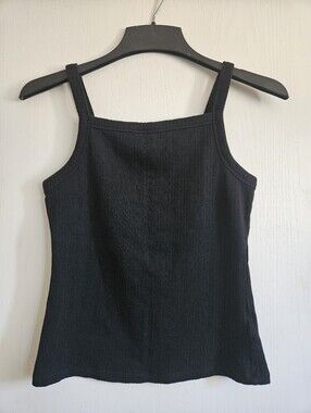 GAP Factory Ribbed Square Neck Tank Top - Black Size M